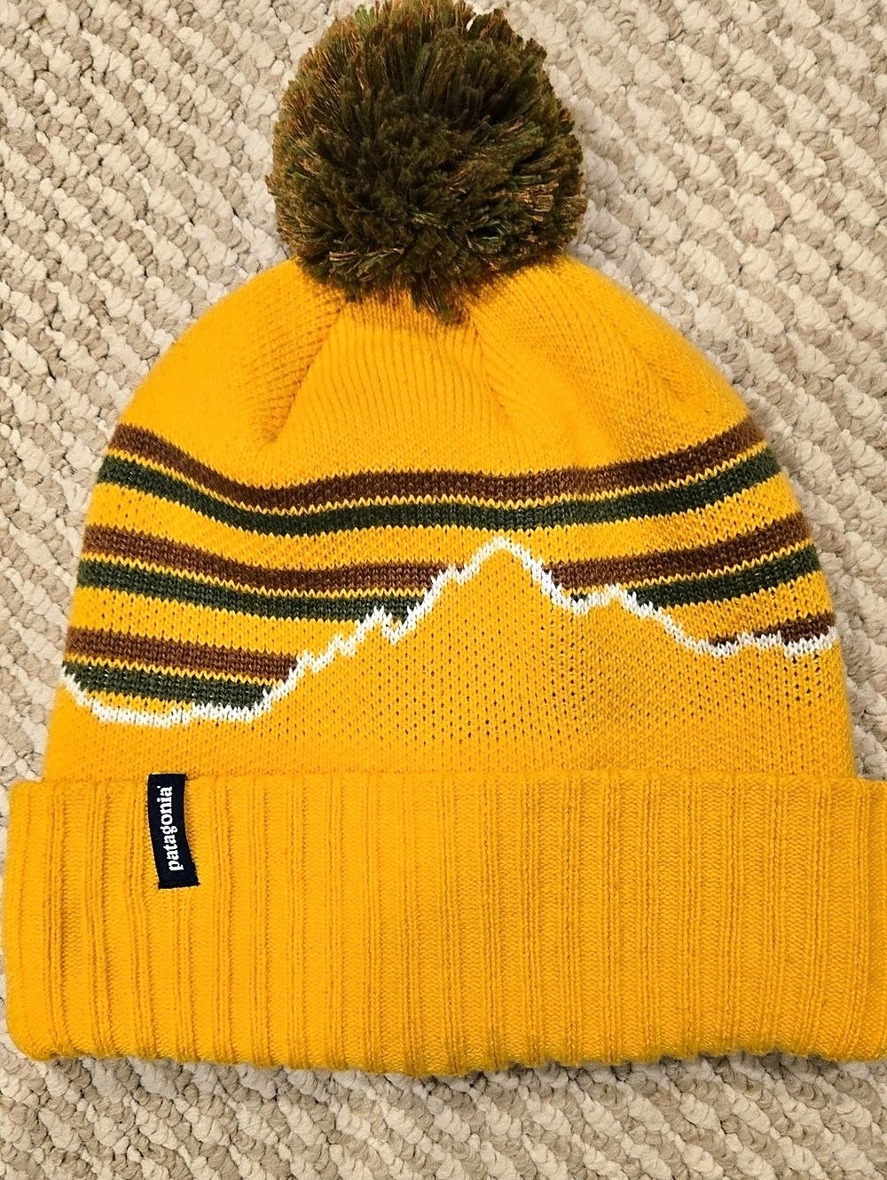 Patagonia Pom Beanie Yellow & Brown